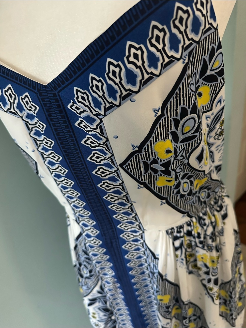 Banana Republic Navy, White & Yellow Printed Midi Dress - Picture 8 of 8